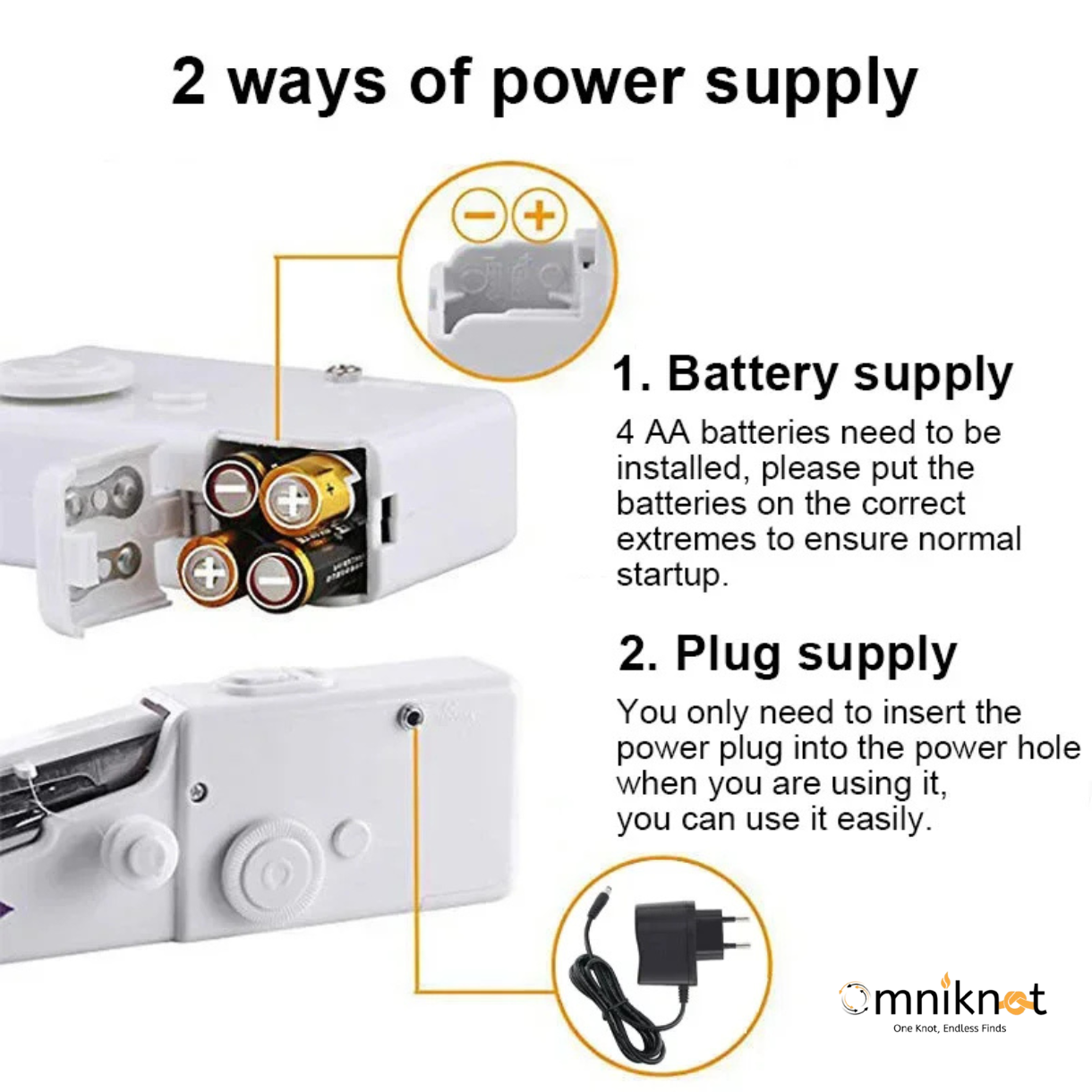 Stitch Handheld Cordless Portable White Sewing Machine