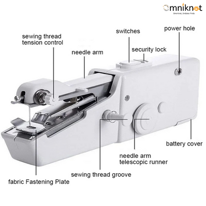 Stitch Handheld Cordless Portable White Sewing Machine