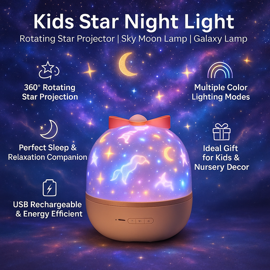 Kids Rotating Star Projector - Galaxy Lamp