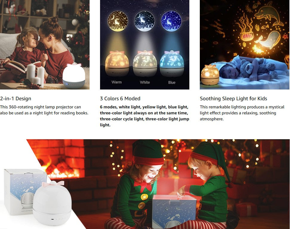 Kids Rotating Star Projector - Galaxy Lamp